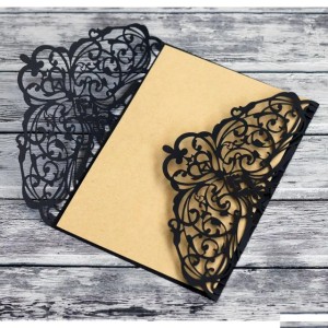 Invitations Black Invitation Laser Cut Easter Halloween Prom Party Folded Hollow Drop Delivery Events Supplies Otkoc (Aspic)