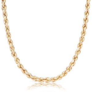 Real 10K 14K Solid Gold Rope Chains For Men Hip Hop Necklace