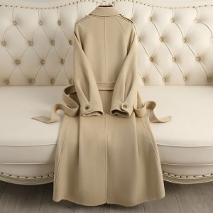 D5066 Double-faced cashmere coat for women 2024 autumn and winter new style over the knee Hepburn style temperament fashion high-end (Color 14 - Size Size Guide)