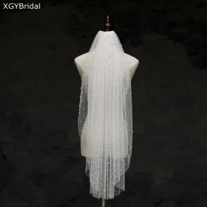 Wholesale velo novia Beaded Pearls Short Wedding veil Velos de novia Bridal veils Wedding accessories Boda mariage