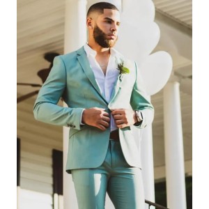 Buyers' PicksAquamarine Groom Tuxedos Notch Lapel Men Wedding Tuxedo Fashion Men Jacket Blazer Men Prom Dinner/Darty Suit(Jacket+Pants+Tie) 1292