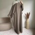 (243) New Women Robe Long Skirt Solid Color Pocket Dress (243) New Women Robe Long Skirt Solid Color Pocket Dress
