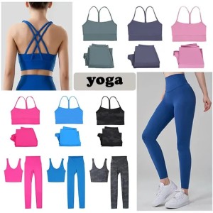 Top QualityYoga Sets Five point Shorts Y-shaped Bra U shaped Yoga Outfits Womens Fitness Nude Short Pant Beautiful Back Vest Underwear Sports Yoga Suit (Size Size Guide)