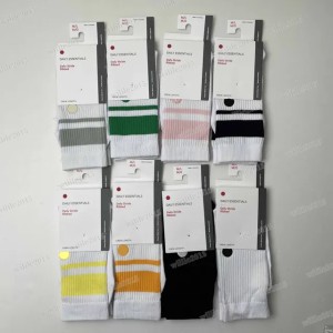 Yoga socks men's and women's mid-tube running fitness socks Sports socks Breathable color striped socks solid color black, white and gray socks non-slip sports socks