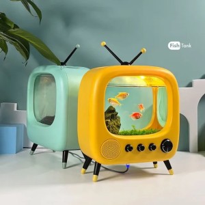 Aquariums TV Fish Tank Thai Vintage Desk Office Net Red Aquarium with Light Builtin Heating Constant Temperature