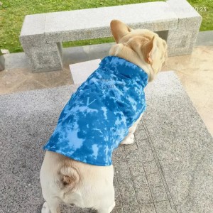 Designer Warm Dog Winter Coat,Waterproof Dog Jacket with Classic Letter Print, Dog Cold Weather Coat with Zipper Closure for French Bulldog,Winter Snow Dog Coat M A156 (Blue)