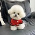 T1428 Dog Clothes Autumn and Winter New Bow Puff Sleeve Jacket Thick Sweater Pet Bichon Teddy New Year Dress (A4-2)