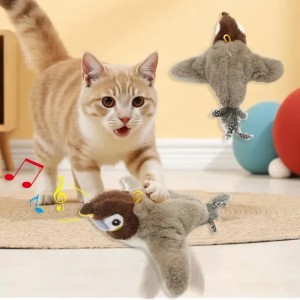 Interactive Cat Toy: Electric Pat Bird with Catnip, Touch-Activated Squeaky Plush, USB Rechargeable