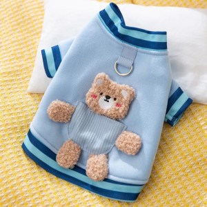 Small Dog Winter Clothes Striped Fleece Jacket with Harness Ring Pet Outfit for Dogs Cats,Dachshund Winter Jacket (Multi)