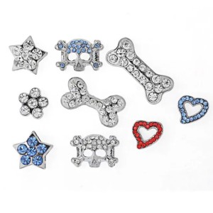 2024 Fashionable Black & Gray Rhinestone Slide Charm Pet Collar   Breakaway Steel Jewelry for Dogs  Christmas Summer Accessory