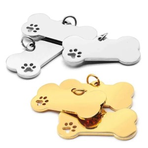 designer brand PCS Stainless Steel Bone ID Tag Pet Cat Dog Paw Collar Accessories Decoration Engraving CollarsDog Multi Function Plate