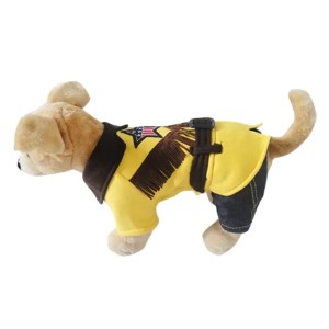 New Winter Pet Dog Cat Costume Cowboy Jeans Hoodies Halloween Costume Jumpsuit Puppy Clothes Funny Coat (yellow)