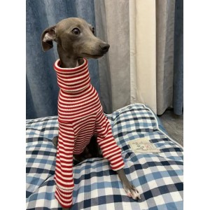 Italian Greyhound Sweater Red Striped Knit: XXS Dog Jacket Warm Turtleneck for Small Pets, Lightweight Daily Wear