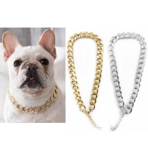 Gold Chain Dog Collars: Stylish Pet Necklace with Metal Chain Dog Collar, Durable Dog Collar Jewelry, Available in 16, 20, and 24 Inch Lengths (Gold)