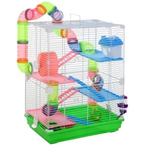 Acrylic Hamster Cage: Secure & Clear Habitat, Includes Exercise Wheel - Perfect as an Escape Proof Hamster Cage, Ideal for Small Pets (Pink)