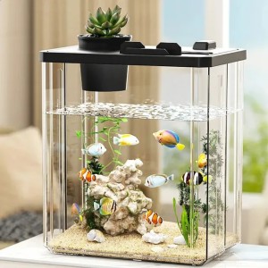Mini Fish Tank Aquarium Starter Desktop Rectangular Fish Tank With Pump Water Plants Fish Bowl Tabletop Box Hatching Incubator 250520