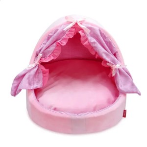 Sweet Princess Cat Bed Foldable Cats Tent Dog House Bed Kitten Dog Basket Beds Cute Cat Houses Home Cushion Pet Kennel Products 240824 (Gray)