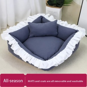 Lotus Leaf Lace Four Seasons Universal Soft Comfortable Deep Sleep Cat Bed Nest Detachable Washable Dog Accessories
