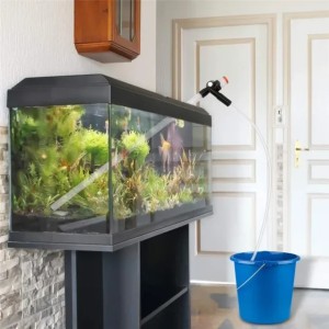 Aquarium Water Change Pump Press-Type Siphon Gravel Cleaning Tools with Glass Scraper Fish Tank Water Flow Regulat Pump (Default)