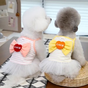 Heart-shaped Embroidered Dog Dress for Small Dog,Girl Puppy Princess Bow Tutu Dress with Leash Ring, Cat Apparel,Chihuahua Yorkie Clothes for Birthday Wedding M D92