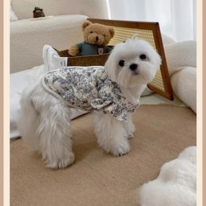 Pet Cat Cotton Coat Cotton Gauze Vest Small Dog Cat Home Clothes Chinese Style Ink Painting Warm Windproof Soft and Comfortable