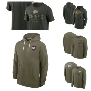 Chiefs Men Women Youth Olive 2025 Salute to Service Sideline Standard Hooded Pullover