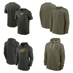 Eagles Men Women Youth Olive 2025 Salute to Service Sideline Standard Hooded Pullover