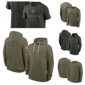 Cowboys Men Women Youth Olive 2025 Salute to Service Sideline Standard Hooded Pullover