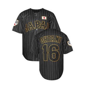 IN STOCK Mens Japan 16 OHTANI Baseball Embroidered Jersey White Black Stiched Nmae Number (Size Size Guide)