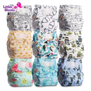 Cloth Diapers Adult Diapers Nappies Littles Bloomz9pcs/set STANDARD Hook-Loop Reusable Washable Real 0 inserts in one set 231024
