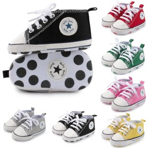 Kids Designers Newborn High Upper First Walkers Baby Boys Girls Toddler Crib Soft Bottom Lace Up Basketball Star Shoes 0-18M 0006