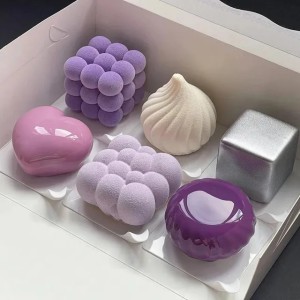 Silicone pastry mold 3D French dessert mouse cake baking tray chocolate candle soap pot mold DIY cake decoration tool 250427 (yellow)