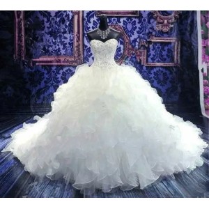 Classical Ball Gown Ruffles Wedding Dresses Organza Girl Wedding Bridal Gown 2025 New Woman Dress Lace Applique Beaded
