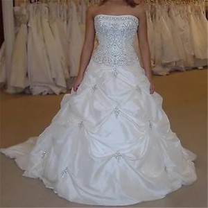 2020 New Stock Crystal Strapless Ball Gown Wedding Dresses with Appliques Beaded Cheap Plus Size Bridal Gowns BM67 (Size Size Guide)