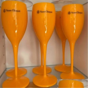 Wine Glasses Pink Orange Plastic Acrylic Champagne Ice Bucket Pc Flute And Glass Buckets Cooler Set Drop Delivery Home Garden Kitche Otu0T