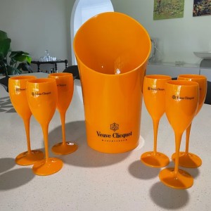 Pink orange Plastic Acrylic Champagne Ice Bucket pc Wine Flute and Glass Buckets Glass cooler Set