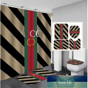 Wholesale Top Casual Floral Printed Shower Curtains Water Absorbent Floor Mat Non Slip Designer Toilet Seat Cushion Curtain Home Bathroom Decor 4 Piece Set