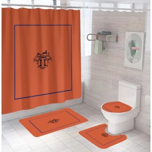 Shower Curtain Fashion Brand Designer Digital Printing Polyester Waterproof and Mildew-Proof Shower Curtain Three-Piece Set Factory Wholesale