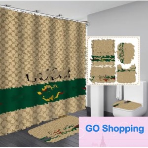 American Cross-Border Digital Printing Shower Curtain Floor Mat Combination Bathroom Mats Set American