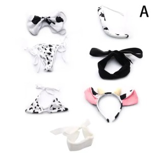 Cow Sexy Cosplay Costume Maid Swimsuit Anime Bikini Set Bra And Panty Stocking