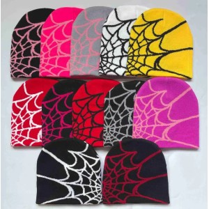 Beanie/Skull Caps Knitted hats men's and women's jacquard hats outdoor riding hats in autumn and winter Spider web warm for adults L0825