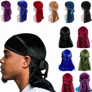 Hot Sales Unisex Men Women Velvet Breathable Bandana Hat Turban Doo Durag Cap European and American street Y21111