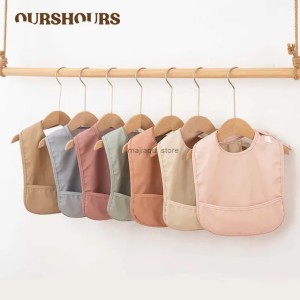 Sleeveless Baby Feeding Bibs Soft Waterproof Toddler Kids Antidirty Apron Solid Color Infant Saliva Bib with Pocket Baby Stuff Z250916