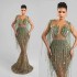 Sexy Crystal Evening Dress Sleeveless Beaded Tassel Rhinestone Prom Gown Floor Length Party Dresses Customized Vestidos De Gala