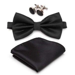 Men Bowtie Set 3pcs Plaids Classic Fashion Wedding Party Formal Cufflinks Bow Tie Handkerchief Cuff Links Lots Three Piece SetX241109