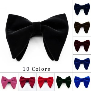 Mens Oversized Bow Tie Solid Velvet Bowtie Wedding Party Tuxedo Adjustable Necktie Big 250917