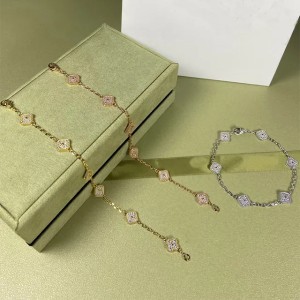Clover Bracelet Mini Six Flower 15mm Mother Shell Agate Chain Bracelet High Quality Designer Bracelet for Men and Women