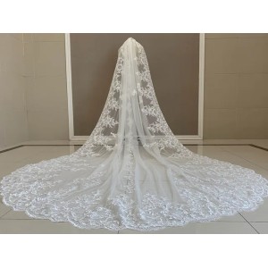 Buyers' PicksBrillant Bridal Veils Luxurious White Ivory Cathedral Long Voile Mariage Lace Wedding Veil Tulle With Comb Bride Accessories Two Layers Cathedral Length