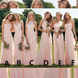 Long Bridesmaid Dresses Elegant Custom Made Ruffles Design Floor Length Chiffon Maid of Honor Dress BD9018 (Size Size Guide)