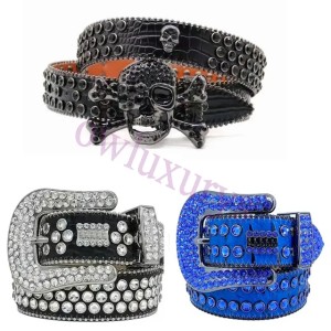 Men Women Bb Simon Belt Luxury Designer Bb Belt Retro Needle Buckle BeltS 20 Color Crystal diamond for Pants Jeans men's Buckle